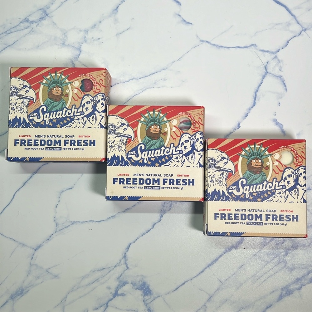 NEW Dr. Squatch Limited Edition Freedom Fresh Bar Soap - Men's 3Pack